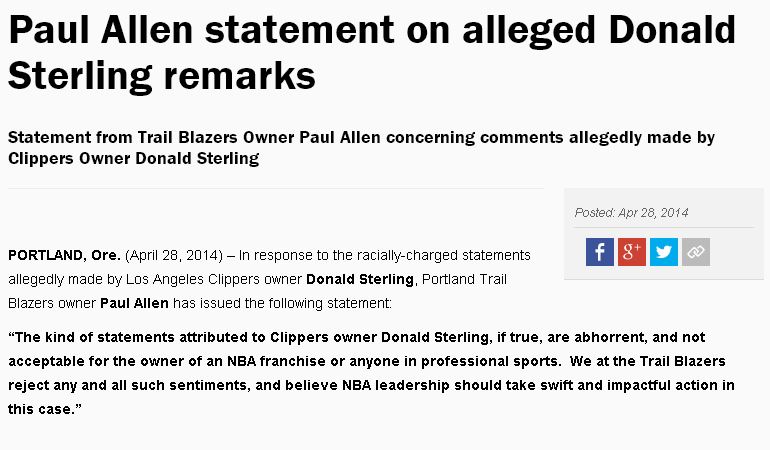 Paul Allen statement